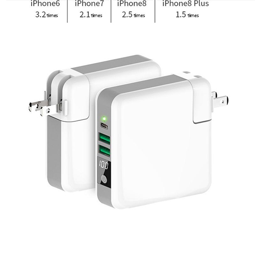 4 in 1 Multi-function charger power bank 2A 3 port wall charger with detachable plug head + type c qi wireless plus power bank